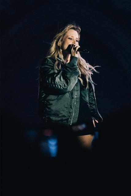 Belgian singer Angele Josephine Aimee Van Laeken, known as Angele, performs on the occasion of the release of her album "Instinct" at the Grand-Place (Grote Markt) in Brussels on October 16, 2026. (Photo by EMILE WINDAL / Belga / AFP) / Belgium OUT