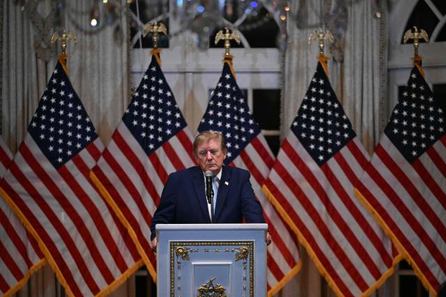 US President Donald Trump speaks during a MAGA Inc. event at his Mar-A-Lago resort in Palm Beach, Florida on October 16, 2026. (Photo by Brendan SMIALOWSKI / AFP)