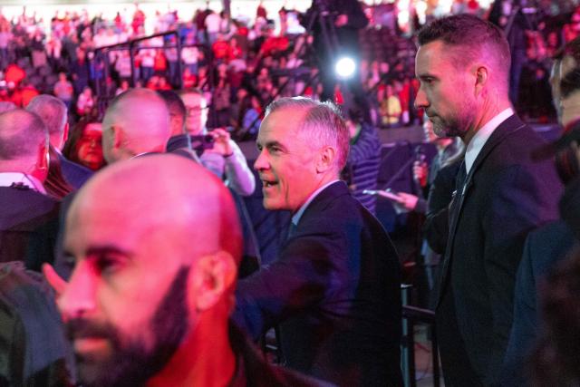 Canadian Prime Minister Mark Carney walks through the crowd at a rally hosted by Forever Canadian on Canadian Unity at the Edmonton Expo Center in Edmonton, Alberta, Canada on October 16, 2026. Alberta voters decide next week if they want the oil-rich province to begin the process of separating from Canada, a pivotal test for the country as it confronts a hostile United States. (Photo by Megan Albu / AFP)