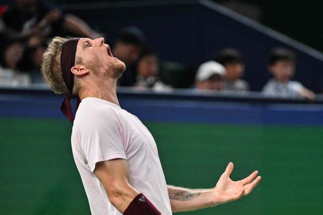 Spain's Alejandro Davidovich Fokina reacts between point against Germany's Alexander Zverev during their men's singles semi-final match at the Shanghai Masters tennis tournament in Shanghai on October 17, 2026. (Photo by Hector RETAMAL / AFP)