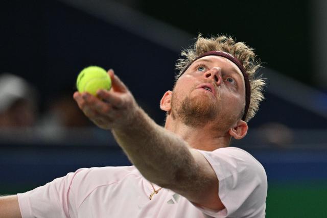 Spain's Alejandro Davidovich Fokina serves to Germany's Alexander Zverev during their men's singles semi-final match at the Shanghai Masters tennis tournament in Shanghai on October 17, 2026. (Photo by Hector RETAMAL / AFP)