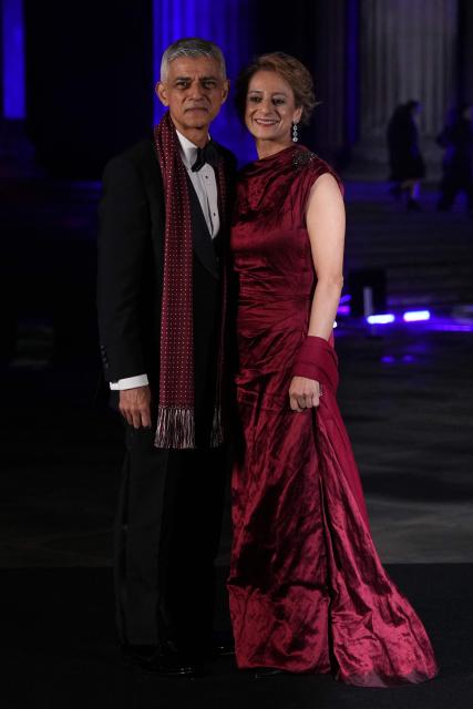 Mayor of London Sadiq Khan and his wife Saadiya Ahmed pose upon arrival to attend The British Museum Ball 2026 in London on October 17, 2026. (Photo by CARLOS JASSO / AFP)