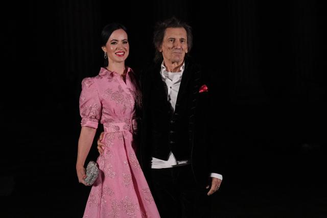 British musician Ronnie Wood and his wife Sally Wood pose upon arrival to attend The British Museum Ball 2026 in London on October 17, 2026. (Photo by CARLOS JASSO / AFP)