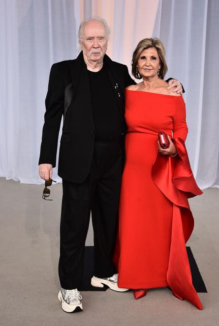 US director John Carpenter and his wife producer Sandy King attend the Sixth Annual Academy Museum Gala at the Academy Museum of Motion Pictures in Los Angeles on October 17, 2026. (Photo by Lisa O'CONNOR / AFP)