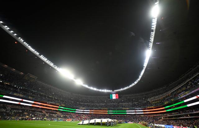 General view of the stands ahead of the Liga MX Apertura tournament football match between Cruz Azul and Juarez at the Banorte stadium in Mexico City on October 17, 2026. (Photo by Alfredo ESTRELLA / AFP)