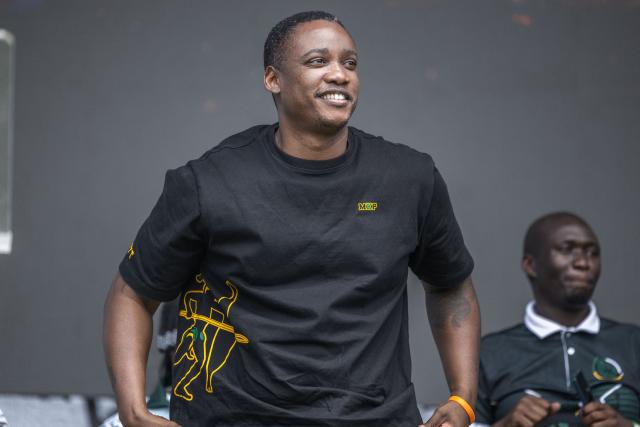 UmKhonto we Sizwe Party's (MKP) First President Duduzane Zuma gestures during an election campaign mini rally in Umgababa, south of Durban on October 18, 2026, ahead of the country’s upcoming municipal elections. (Photo by RAJESH JANTILAL / AFP)