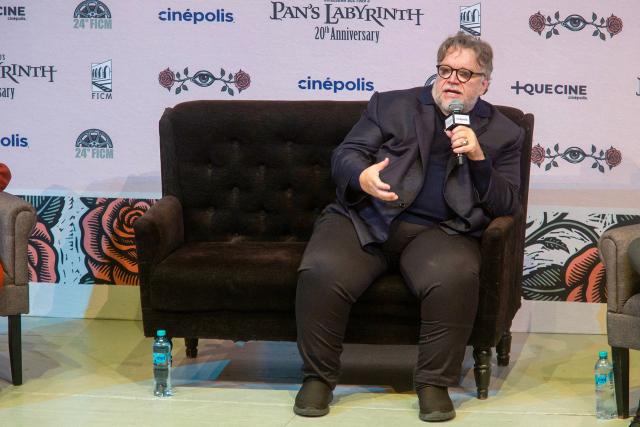 Mexican director Guillermo del Toro speaks after receiving the Film Archive Medal of the National Autonomous University of Mexico (UNAM) in recognition of his career during the Morelia Film Festival in Morelia, Michoacan, Mexico on October 18, 2026. (Photo by Enrique Castro / AFP)