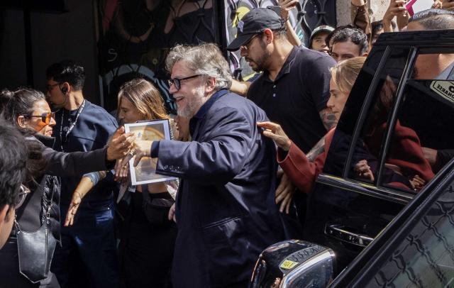 Mexican director Guillermo del Toro arrives to the Morelia Film Festival to receive the Film Archive Medal of the National Autonomous University of Mexico (UNAM) in recognition of his career in Morelia, Michoacan, Mexico on October 18, 2026. (Photo by Enrique Castro / AFP)