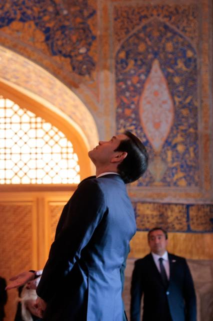 US Secretary of State Marco Rubio visits Registan Square in Samarkand, Uzbekistan, on October 19, 2026. (Photo by Kylie Cooper / POOL / AFP)
