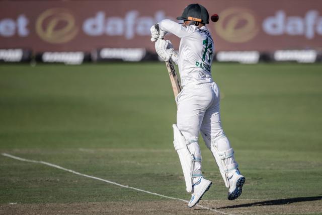 South Africa's Temba Bavuma plays a shot on day two of the second Test match between South Africa and Australia at St Georges Park in Gqeberha on October 19, 2026. (Photo by Marco Longari / AFP)