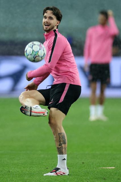 Sabah FK's Croatian midfielder #13 Ivan Lepinjica attends a training session at the Baku Olympic Stadium in Baku on October 19, 2026, on the eve of the UEFA Champions League match between Sabah and Borussia Dortmund. (Photo by Giorgi ARJEVANIDZE / AFP)