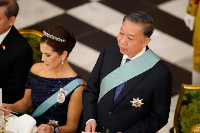Vietnam's President To Lam gives a speech during the gala dinner at Christiansborg Palace in Copenhagen, Denmark, on October 19, 2026. Vietnam's President To Lam, and his spouse, Ngo Phuong Ly, begin a three-day state visit to Denmark. This year marks the 55th anniversary of the establishment of diplomatic relations between Denmark and Vietnam. (Photo by Mads Claus Rasmussen / Ritzau Scanpix / AFP) / Denmark OUT