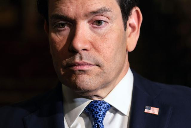 US Secretary of State Marco Rubio looks on upon his arrival at the Taj Mahal Palace Hotel in Mumbai on October 20, 2026. (Photo by Kylie Cooper / POOL / AFP)