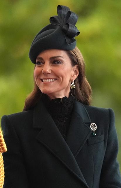 Britain's Catherine, Princess of Wales smiles at The Royal Dias, on Datchet Road, Windsor, on October 20, 2026, the first day of a three-day State Visit to the United Kingdom by The Sultan of Oman. (Photo by Andrew Matthews / POOL / AFP)