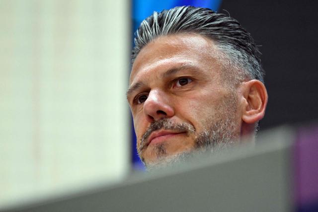 RB Leipzig's Argentine coach Martin Demichelis gives a press conference ahead of their UEFA Champions League first round day 3 football match against Real Madrid CF, at the Santiago Bernabeu stadium in Madrid on October 20, 2026. (Photo by JAVIER SORIANO / AFP)