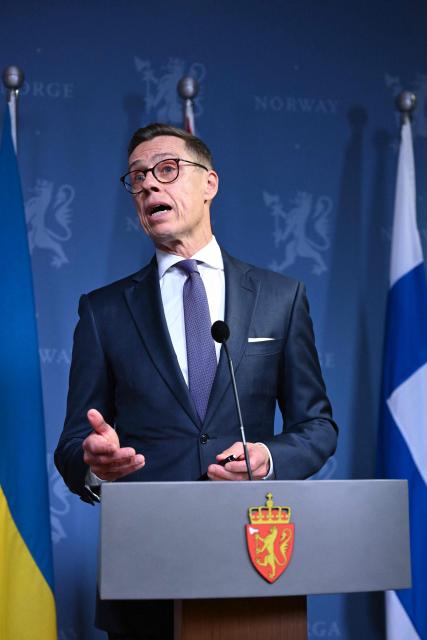 Finland's President Alexander Stubb delivers a joint press conference after a meeting on the situation in Ukraine on October 20, 2026 in Oslo. (Photo by Jonathan Nackstrand / AFP)