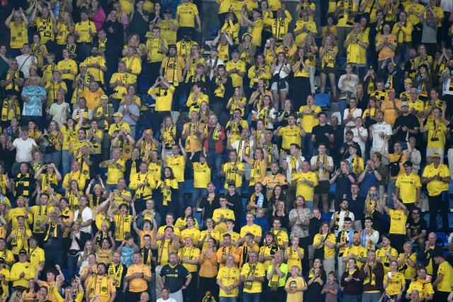 Bodo Glimt supporter cheer before the UEFA Champions League - league first round day 3 football match between Napoli and Bodo Glimt at the Diego Armando Maradona stadium in Naples on October 20, 2026. (Photo by Alberto PIZZOLI / AFP)