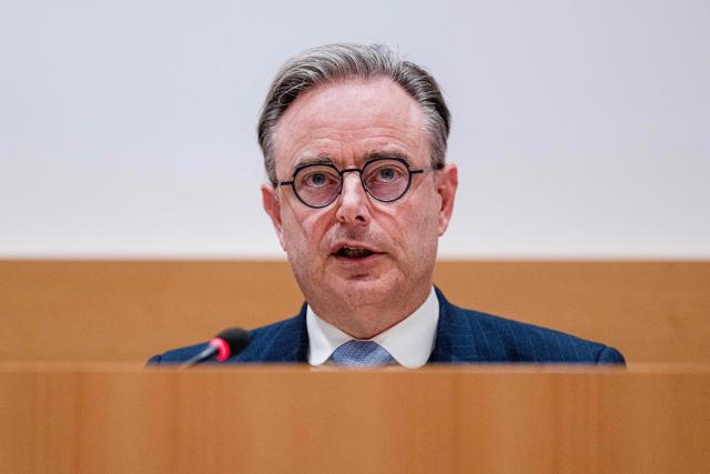Belgium's Prime Minister Bart De Wever delivers a speech at a session of the Chamber Commission for Interior, Security, Migration and Administrative Affairs at the federal parliament in Brussels on October 21, 2026. (Photo by EMILE WINDAL / Belga / AFP) / Belgium OUT