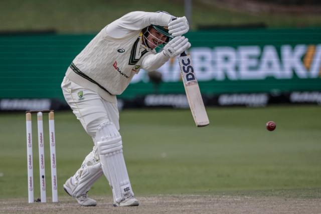 Australia's Matt Renshaw plays a shot on day four of the second Test match between South Africa and Australia at St Georges Park in Gqeberha on October 21, 2026. Australia were made to follow on after being dismissed for just 99 in reply to South Africa's first innings total of 425 for nine declared, a deficit of 326 runs, on day four at Gqeberha. (Photo by Marco Longari / AFP)
