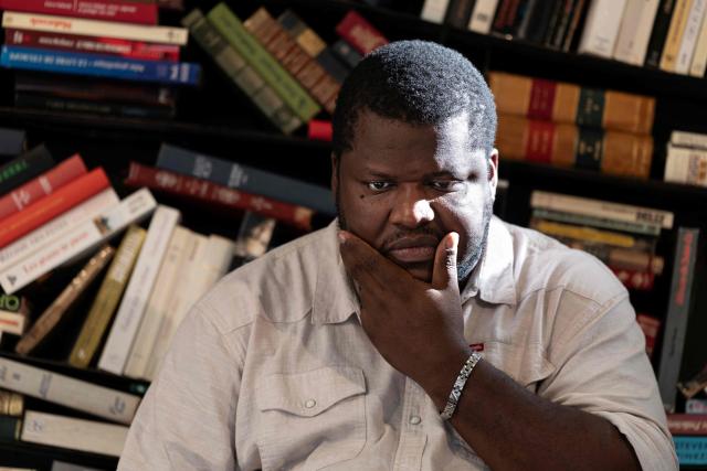 (FILES) Canadian-Haitian novelist Thelyson Orelien looks on as he takes part in the 28th edition of "Les Correspondances" literature festival in Manosque, south-eastern France on September 24, 2026. Canadian publisher Editions Boreal said on October 21, 2026 that novelist Orelien used AI to write novel, one week after announcing that is was keeping the novel in bookstores, asserting that it has no element making it possible to establish with certainty a recourse to artificial intelligence (AI) for its writing. (Photo by JOEL SAGET / AFP)