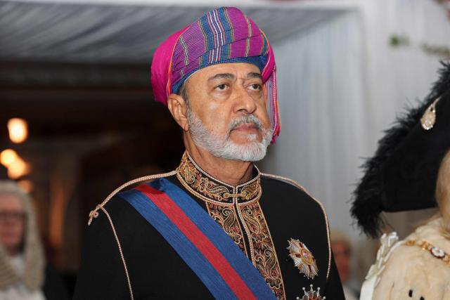 Oman's Sultan Haitham bin Tariq arrives for a State Banquet at The Guildhall in The City of London, on October 21, 2026, the second day of a three-day State Visit to the United Kingdom by The Sultan of Oman. (Photo by Isabel Infantes / POOL / AFP)