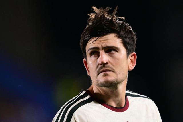 Manchester United's English defender #05 Harry Maguire looks on during the UEFA Champions League, league phase matchday 3, football match between Como 1907 and Manchester United at the Stadio Giuseppe Sinigaglia in Como, northen Italy on October 21, 2026. (Photo by Marco BERTORELLO / AFP)