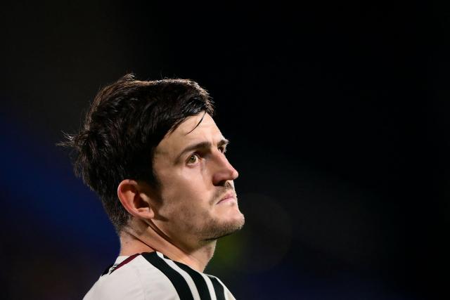 Manchester United's English defender #05 Harry Maguire looks on during the UEFA Champions League, league phase matchday 3, football match between Como 1907 and Manchester United at the Stadio Giuseppe Sinigaglia in Como, northen Italy on October 21, 2026. (Photo by Marco BERTORELLO / AFP)