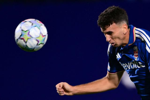 Como's Spanish defender #04 Jacobo Ramon scores his team's fourth goal during the UEFA Champions League, league phase matchday 3, football match between Como 1907 and Manchester United at the Stadio Giuseppe Sinigaglia in Como, northen Italy on October 21, 2026. (Photo by Marco BERTORELLO / AFP)