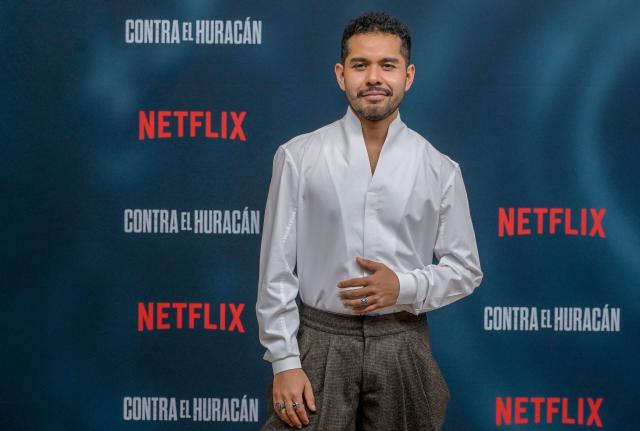 Mexican actor Kristyan Ferrer poses on the red carpet for the Mexican film "Contra el Huracan" (Against the Hurricane) at Plaza Antara in Mexico City on October 21, 2026. The film "Against the Hurricane" is based on the story of two survivors of Hurricane Otis, which hit Acapulco in October 2023. (Photo by Alfredo ESTRELLA / AFP)