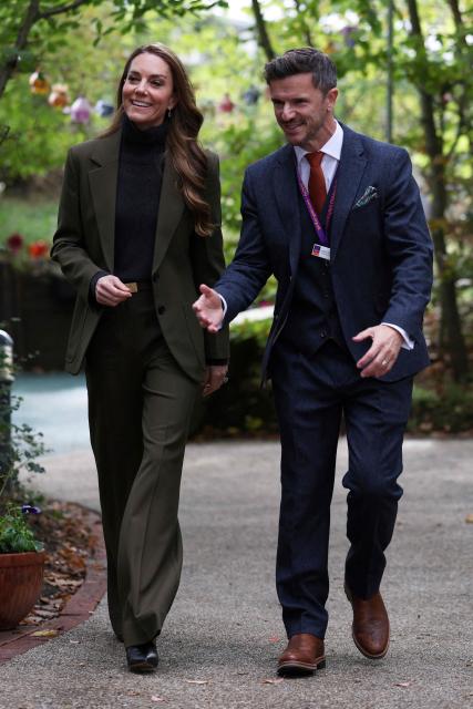 Britain's Catherine, Princess of Wales, reacts during a visit to The Treehouse childrens' hospice, operated by East Anglia's Children's Hospices (EACH), in Ipswich, eastern England on October 22, 2026. East Anglia's Children's Hospices (EACH) deliver lifelong care to children with life-limiting conditions and their families. (Photo by Chris Radburn / POOL / AFP)