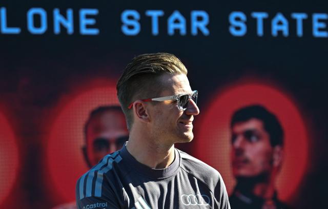 Audi's German driver Nico Hulkenberg arrives in the paddock ahead of the United States Formula One Grand Prix at the Circuit of the Americas in Austin, Texas, on October 22, 2026. The United States Grand Prix will take place on Sunday, October 25. (Photo by ANGELA WEISS / AFP)