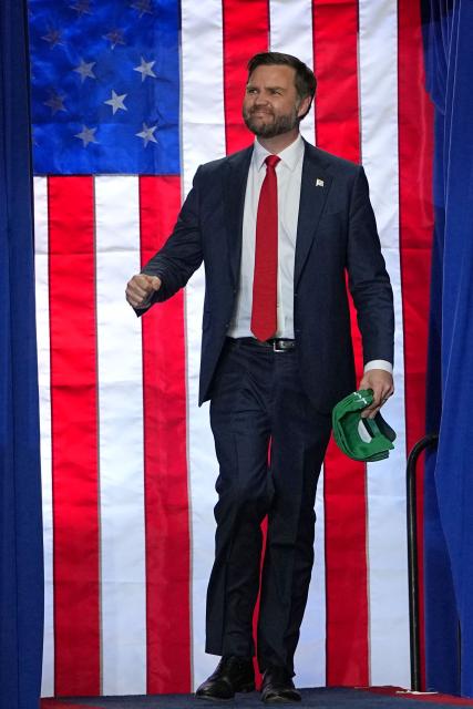 US Vice President JD Vance arrives to speak during a campaign rally at the D&N Event Center in North Platte, Nebraska, on October 22, 2026. (Photo by Jacquelyn Martin / POOL / AFP)