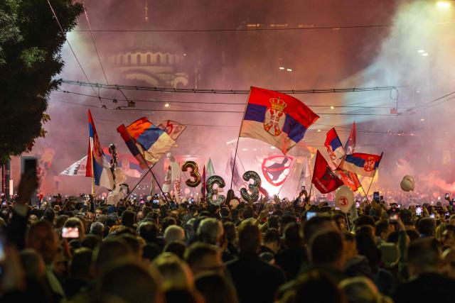Supporters of Serbia's student-led movement attend the final campaign rally of the student-backed election list in central Belgrade on October 22, 2026, ahead of the country's snap parliamentary elections on October 25. The vote follows nearly two years of student-led protests sparked by the November 2024 collapse of a railway station canopy in Novi Sad that killed 16 people, with demands for early elections becoming a central goal of the movement. The student-backed list is challenging the ruling Serbian Progressive Party (SNS), led in the campaign by former president Aleksandar Vucic, who resigned in September to run for prime minister. (Photo by Andrej ISAKOVIC / AFP)