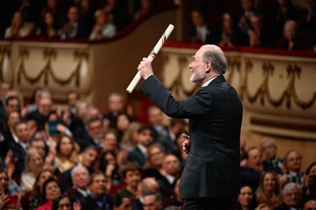 English historian Timothy Garton Ash receives the 2026 Princess of Asturias Award for Social Sciences during the 2026 Princess of Asturias Awards ceremony at the Campoamor theatre in Oviedo on October 23, 2026. (Photo by ANDER GILLENEA / AFP)