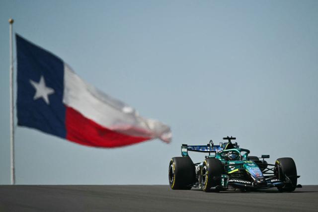 Aston Martin's Canadian driver Lance Stroll races during a practice session for the United States Formula One Grand Prix at the Circuit of the Americas in Austin, Texas, on October 23, 2026. (Photo by ANGELA WEISS / AFP)