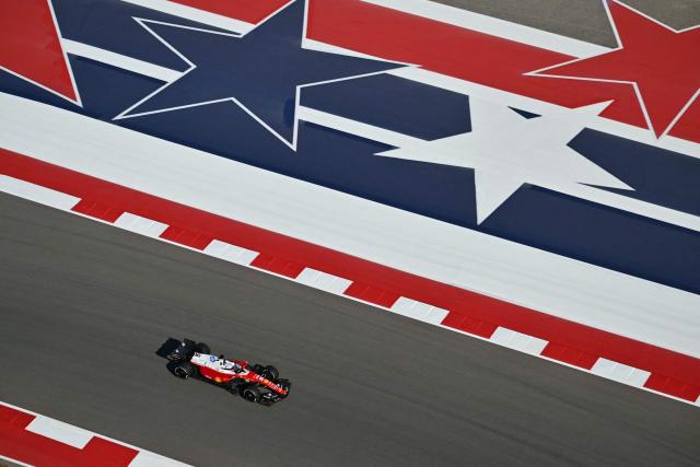 Ferrari's Monegasque driver Charles Leclerc races during the second practice session for the United States Formula One Grand Prix at the Circuit of the Americas in Austin, Texas, on October 23, 2026. (Photo by ANGELA WEISS / AFP)