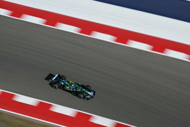 Aston Martin's Spanish driver Fernando Alonso races during the second practice session for the United States Formula One Grand Prix at the Circuit of the Americas in Austin, Texas, on October 23, 2026. (Photo by ANGELA WEISS / AFP)