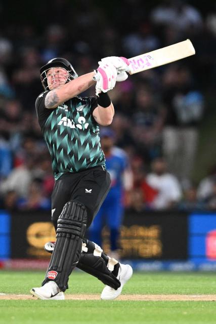 New Zealand's Tim Seifert bats during the second Twenty20 international cricket match between New Zealand and India at Hagley Oval in Christchurch on October 24, 2026. (Photo by Sanka VIDANAGAMA / AFP)
