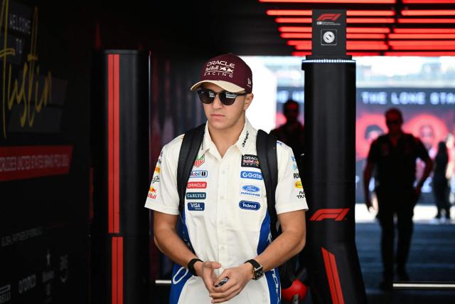Red Bull Racing's French driver Isack Hadjar arrives ahead of the final practice session for the United States Formula One Grand Prix at the Circuit of the Americas in Austin, Texas, on October 24, 2026. (Photo by RONALDO SCHEMIDT / AFP)