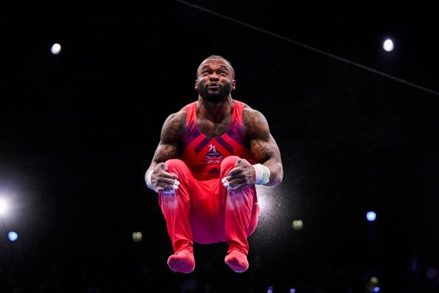 Great Britain's Courtney Tulloch competes in the Men's Rings Final during the 54th FIG Artistic Gymnastics World Championships, in Rotterdam, southern Netherlands, on October 24, 2026. (Photo by JOHN THYS / AFP)