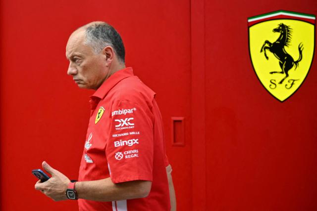 Ferrari's French team principal Frederic Vasseur departs at the end of the final practice session for the United States Formula One Grand Prix at the Circuit of the Americas in Austin, Texas, on October 24, 2026. (Photo by ANGELA WEISS / AFP)