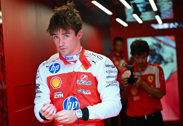 Ferrari's Monegasque driver Charles Leclerc departs at the end of the final practice session for the United States Formula One Grand Prix at the Circuit of the Americas in Austin, Texas, on October 24, 2026. (Photo by ANGELA WEISS / AFP)