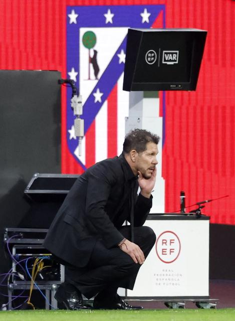 Atletico Madrid's Argentine coach Diego Simeone is pictured during the Spanish league football match between Club Atletico de Madrid and RC Deportivo de la Coruna at Metropolitano Stadium in Madrid on October 24, 2026. (Photo by Oscar DEL POZO / AFP)