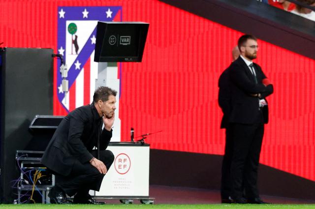 Atletico Madrid's Argentine coach Diego Simeone is pictured during the Spanish league football match between Club Atletico de Madrid and RC Deportivo de la Coruna at Metropolitano Stadium in Madrid on October 24, 2026. (Photo by Oscar DEL POZO / AFP)