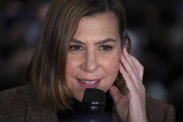 US Senator Elissa Slotkin, Democrat from Michigan, speaks during a media interview before the start of a campaign rally with former President Barack Obama and Democratic candidate for the US Senate Abdul El-Sayed in Detroit, Michigan, on October 24, 2026. (Photo by Bill Pugliano / AFP)