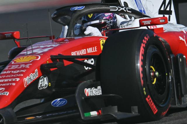 Ferrari's British driver Lewis Hamilton races during the qualifying session for the United States Formula One Grand Prix at the Circuit of the Americas in Austin, Texas, on October 24, 2026. (Photo by ANGELA WEISS / AFP)