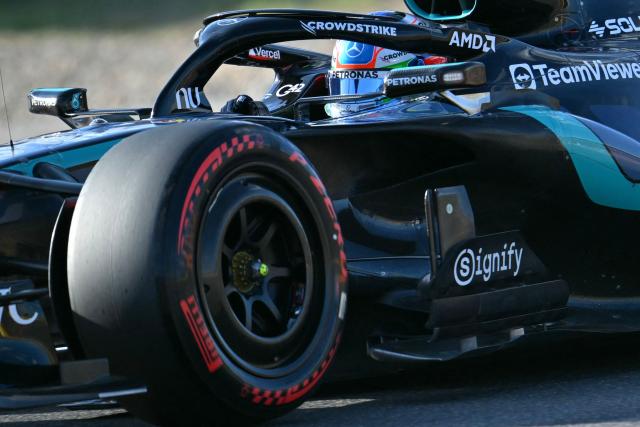 Mercedes' Italian driver Kimi Antonelli races during the qualifying session for the United States Formula One Grand Prix at the Circuit of the Americas in Austin, Texas, on October 24, 2026. (Photo by ANGELA WEISS / AFP)