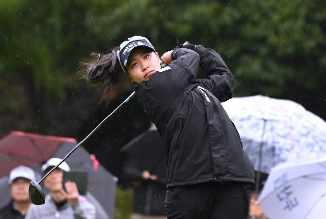Chanettee Wannasaen of Thailand tees off on the 2nd hole during the final round of the LPGA Tour - BMW Ladies Championship golf tournament at Pine Beach Golf Links in Haenam on October 25, 2026. (Photo by Jung Yeon-je / AFP)