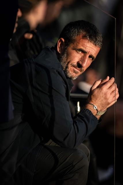 Angers' French headcoach Stephane Gilli looks on during the French L1 football match between SCO Angers and FC Lorient at the Stade Raymond-Kopa in Angers on October 25, 2026. (Photo by Guillaume SALIGOT / AFP)