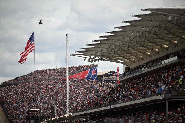 Fans fill the stands to watch the United States Formula One Grand Prix at the Circuit of the Americas in Austin, Texas, on October 25, 2026. (Photo by ANGELA WEISS / AFP)